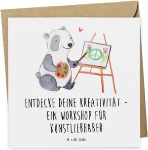 Mr. & Mrs. Panda Grußkarte Kunstworkshop Kreativität - Weiß - Geschenk, Kreativität entdecken, K