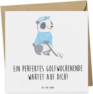 Mr. & Mrs. Panda Grußkarte Perfektes Golfwochenende - Weiß - Geschenk, Natur, Geldgeschenk, Golf