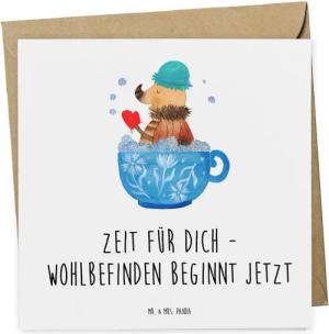 Mr. & Mrs. Panda Grußkarte Wellness Zeit - Weiß - Geschenk, Achtsamkeit, Gutschein Karte, Gesche