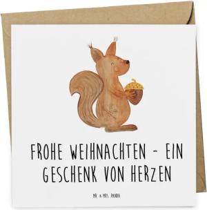 Mr. & Mrs. Panda Grußkarte Weihnachten Geschenk Herz - Weiß - Frohe Weihnachten, Geschenk von He