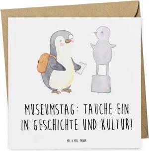 Mr. & Mrs. Panda Grußkarte Museumstag Erlebnis - Weiß - Geschenk, kulturelle Entdeckungsreise, G