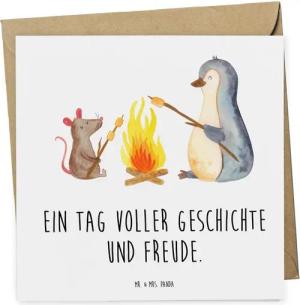 Mr. & Mrs. Panda Grußkarte Museumstag Freude - Weiß - Geschenk, Geschichte, kulturelle Erlebniss