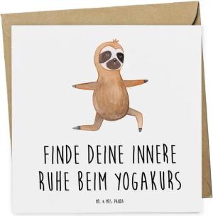 Mr. & Mrs. Panda Grußkarte Yogakurs Frieden - Weiß - Geschenk, Stressabbau, Mr. & Mrs. Panda, in
