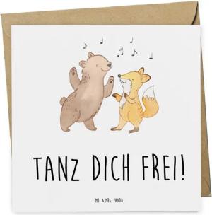 Mr. & Mrs. Panda Grußkarte Tanzkurs Freude - Weiß - Geschenk, Freiheit durch Tanz, tanzen und lo