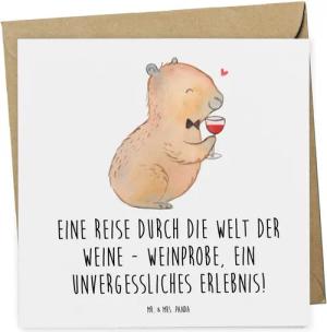 Mr. & Mrs. Panda Grußkarte Weinprobe Reise - Weiß - Geschenk, Weihnachtsgeschenk, Weingenuss, We