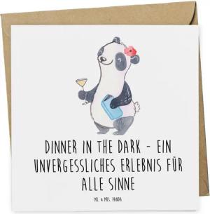 Mr. & Mrs. Panda Grußkarte Dinner in the Dark Erlebnis - Weiß - Geschenk, Dunkelheit, Einkaufsgu