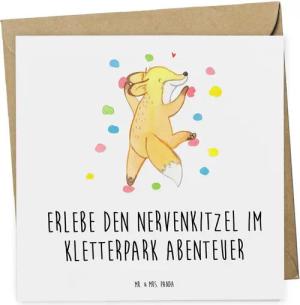 Mr. & Mrs. Panda Grußkarte Kletterpark Abenteuer - Weiß - Geschenk, Geschenkgutschein, Geldgesch