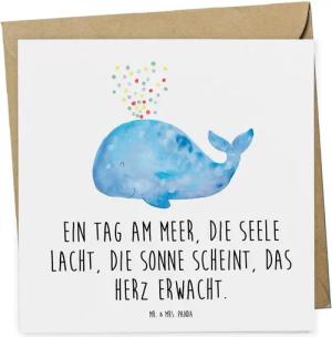 Mr. & Mrs. Panda Grußkarte Tagesausflug ans Meer - Weiß - Geschenk, Herz erwacht, Tag am Meer, G