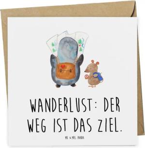 Mr. & Mrs. Panda Grußkarte Wanderung Lebensweg - Weiß - Geschenk, Reise, Der Weg ist das Ziel, W