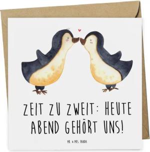 Mr. & Mrs. Panda Grußkarte Pärchenabend - Weiß - Geschenk, gehört uns, perfekte Wahl, Zeit zu zw