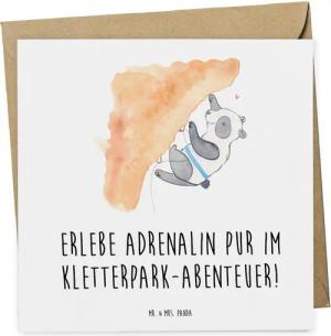 Mr. & Mrs. Panda Grußkarte Kletterpark Abenteuer Erleben - Weiß - Geschenk, Herausforderung, Out