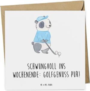 Mr. & Mrs. Panda Grußkarte Golfwochenende Schwungvoll - Weiß - Geschenk, Schwungvoll ins Wochene