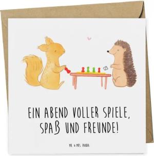 Mr. & Mrs. Panda Grußkarte Spieleabend Freude - Weiß - Geschenk, Spaß, Gutschein, Gutschein Kart