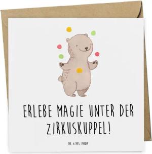 Mr. & Mrs. Panda Grußkarte Magie Zirkusbesuch - Weiß - Geschenk, Zirkuskuppel, Familie, Gutschei