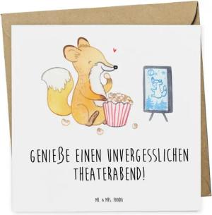 Mr. & Mrs. Panda Grußkarte Unvergesslicher Theaterabend - Weiß - Geschenk, Magie der Bühne, Geld