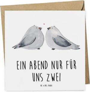 Mr. & Mrs. Panda Grußkarte Pärchenabend Zweisamkeit - Weiß - Geschenk, Liebe, Geldgeschenk, Über
