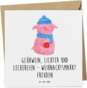 Mr. & Mrs. Panda Grußkarte Weihnachtsmarktbesuch Freuden - Weiß - Geschenk, Weihnachtsgeschenk