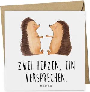 Mr. & Mrs. Panda Grußkarte Hochzeit Versprechen - Weiß - Geschenk, zwei Herzen, liebevoll gestal