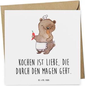 Mr. & Mrs. Panda Grußkarte Kochabend für zwei Liebe - Weiß - Geschenk, Überraschung, Mr. & Mrs.