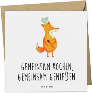 Mr. & Mrs. Panda Grußkarte Kochabend für zwei Genuss - Weiß - Geschenk, Gutschein, gemeinsam gen