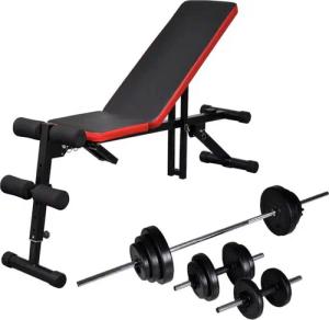 vidaXL Hantelbank Hantelbank Verstellbar mit Langhantel Kurzhantel Set 30,5 kg