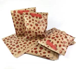 Frau WUNDERVoll Papierdekoration 30 flache Papiertüten – natur mit Marienkäfern, 13 x 16,5 cm - / Gesch