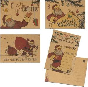 TOBJA Weihnachtskarte Weihnachtskarten Set Postkarten - 12x Original Kraftpapier Karten, Weihnachtskarten Geschenkkarten DIN A6