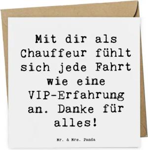 Mr. & Mrs. Panda Grußkarte Spruch VIP Chauffeur - Weiß - Geschenk, VIP-Erfahrung, pünktlich, Auf, Elegante Gestaltung