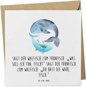 Mr. & Mrs. Panda Grußkarte Walfisch Thunfisch - Weiß - Geschenk, Spruch des Tages, lustige Sprüc, Liebevolle Designs