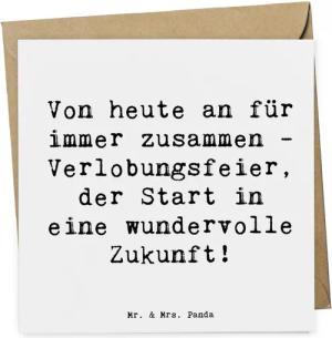 Mr. & Mrs. Panda Grußkarte Verlobungsfeier Zusammen - Weiß - Geschenk, Beginn, persönlich, Einla, Inklusive Umschlag