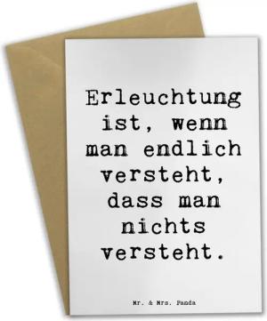 Mr. & Mrs. Panda Grußkarte Erleuchtung Weisheit - Weiß - Geschenk, Besinnung, Klappkarte, Zufrie, Hochglänzende Veredelung