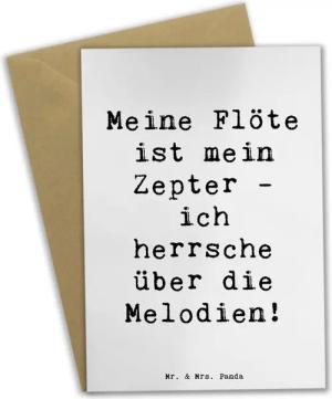 Mr. & Mrs. Panda Grußkarte Flötenzauber - Weiß - Geschenk, herrschen, Glückwunschkarte, Trompete, Einzigartige Motive