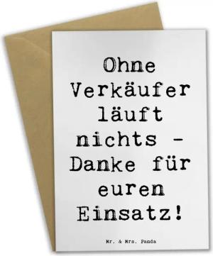 Mr. & Mrs. Panda Grußkarte Verkäufer Helden - Weiß - Geschenk, Wertschätzung Verkäufer, Ansichts, Matte Innenseite