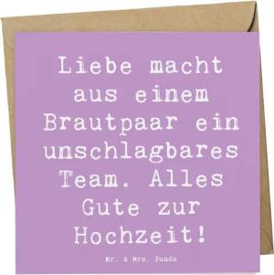 Mr. & Mrs. Panda Grußkarte Unschlagbares Brautpaar - Lavendeltraum - Geschenk, frisch verheirate, Hochglänzende Vorderseite