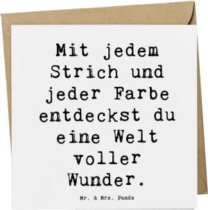 Mr. & Mrs. Panda Grußkarte Die Freude an der Kreativität entdecken - Weiß - Geschenk, Welt volle, Inklusive Umschlag