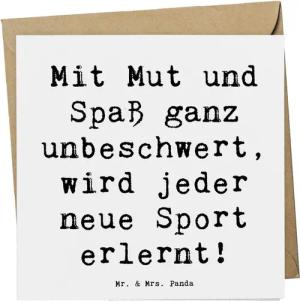 Mr. & Mrs. Panda Grußkarte Neue Sportart versuchen - Weiß - Geschenk, offen für Neues, Vertrauem, Inklusive Umschlag