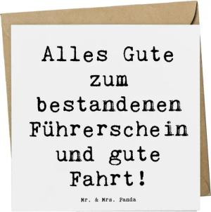Mr. & Mrs. Panda Grußkarte Erste Erfahrungen im Straßenverkehr - Weiß - Geschenk, Führerschein, Edle Umschlag-Optik
