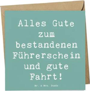 Mr. & Mrs. Panda Grußkarte Erste Erfahrungen im Straßenverkehr - Meeresbrise - Geschenk, Mr. & M, Hochglänzende Vorderseite