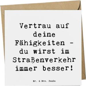 Mr. & Mrs. Panda Grußkarte Erste Erfahrungen im Straßenverkehr machen - Weiß - Geschenk, motivie, Inklusive Umschlag