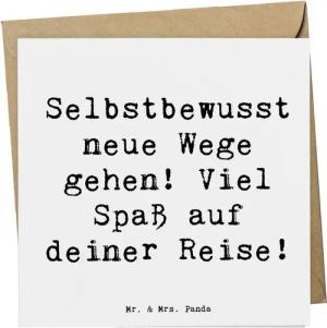 Mr. & Mrs. Panda Grußkarte Alleine Reisen unternehmen - Weiß - Geschenk, neue Erfahrungen, neue, Edle Umschlag-Optik