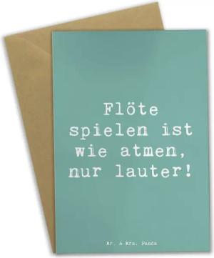 Mr. & Mrs. Panda Grußkarte Flöte Atem - Meeresbrise - Geschenk, Flötenmusik, Glückwunschkarte, G, Hochglänzende Veredelung