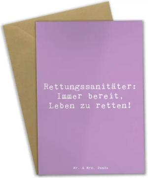 Mr. & Mrs. Panda Grußkarte Rettungssanitäter Held - Lavendeltraum - Geschenk, Aufmerksamkeit, Li, Hochglänzende Veredelung