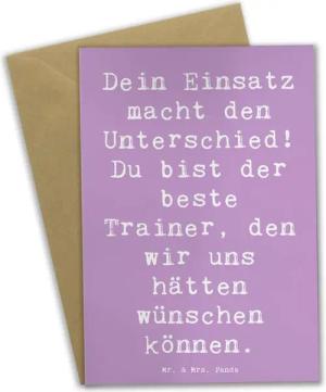 Mr. & Mrs. Panda Grußkarte Trainer Unterschied - Lavendeltraum - Geschenk, Motivation, positive, Hochwertiger Karton