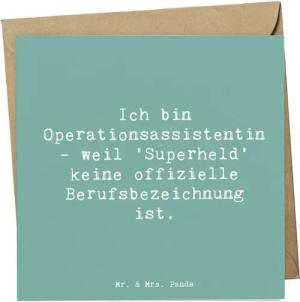 Mr. & Mrs. Panda Grußkarte Operationsassistentin Heldin - Meeresbrise - Geschenk, Superheld, Kar, Edle Umschlag-Optik