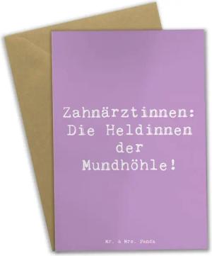 Mr. & Mrs. Panda Grußkarte Zahnärztin Heldin - Lavendeltraum - Geschenk, Zahnärztinnen feiern, Z, Hochglänzende Veredelung