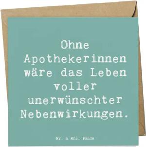 Mr. & Mrs. Panda Grußkarte Apothekerin Nebenwirkung - Meeresbrise - Geschenk, Wert von Apotheker, Exklusives Design