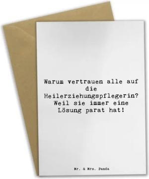Mr. & Mrs. Panda Grußkarte Heilerziehungspflegerin Lösungsexpertin - Weiß - Geschenk, Vertrauen, Matte Innenseite