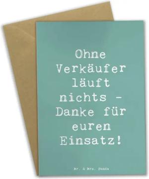 Mr. & Mrs. Panda Grußkarte Verkäufer Helden - Meeresbrise - Geschenk, Verkäufer Danke, Einladung, Einzigartige Motive