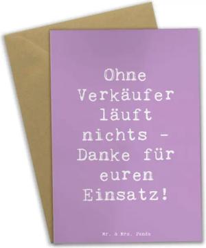 Mr. & Mrs. Panda Grußkarte Verkäufer Helden - Lavendeltraum - Geschenk, Motivation Verkäufer, Au, Hochglänzende Veredelung