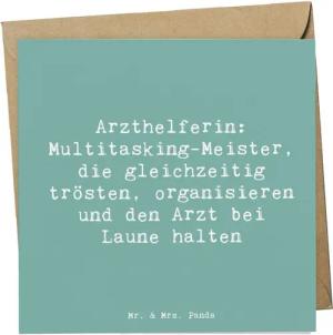 Mr. & Mrs. Panda Grußkarte Arzthelferin Meister - Meeresbrise - Geschenk, Hommage, Arzt bei Laun, Matte Beschreibfläche
